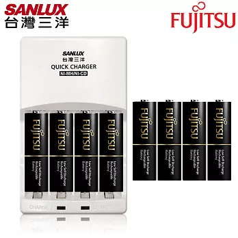 SANLUX三洋 智慧型極速充電組(內附Fujitsu 高容量充電電池3號8入)