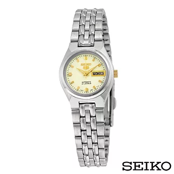 SEIKO精工 精工5日本製造夜光金色刻度不鏽鋼女錶 SYMK41J1