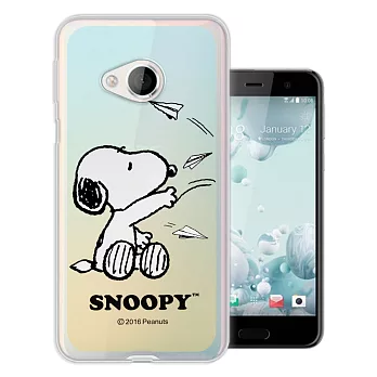 史努比/SNOOPY 正版授權 宏達電 HTC U Play 5.2吋 漸層彩繪軟式手機殼(紙飛機)