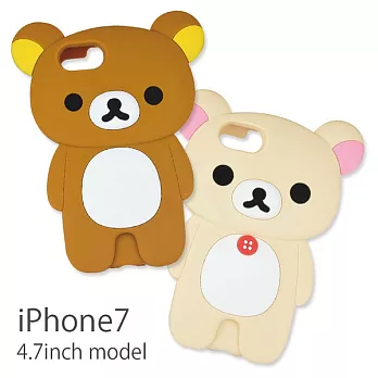 Rilakkuma拉拉熊全身立體iPhone7矽膠手機殼。單選懶熊(棕)