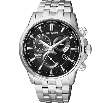 CITIZEN 世界的脈絡萬年曆時尚優質腕錶-黑-BL8140-80E