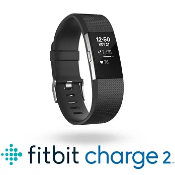 【Fitbit】Charge 2 無線心率監測專業運動手環(公司貨)-典雅黑/L