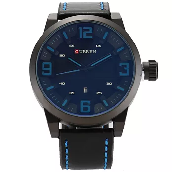 Watch-123 卡瑞恩8241-權力經典藍光鏡面日曆手錶 (4色任選)藍色