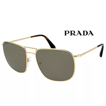 【PRADA太陽眼鏡】率性金屬方框/金邊薄水銀黃鏡面(PR52TS-5AK4L0)