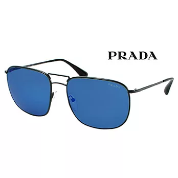 【PRADA太陽眼鏡】率性金屬方框/黑邊藍鏡(PR52TS-7AX9P1)