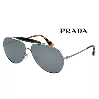 【PRADA太陽眼鏡】飛官款墨鏡/銀框薄水銀鏡(PR56SS-5AV7W1)