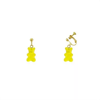 Snatch 小熊軟糖QQ手作耳夾 - 鳳梨口味熊 / Snatch QQ Gummy Bear Handmade Ear Clips - Yellow