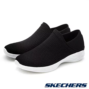 SKECHERS 女款 YOU 運動鞋14951 BKW / 美國品牌、編織鞋面、避震、輕量US6黑-白