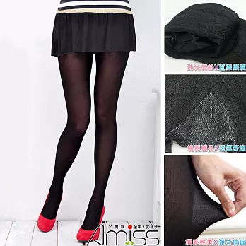 【Amiss機能感】天鵝絨微透珠光感直細紋保暖褲襪-黑(6入組)