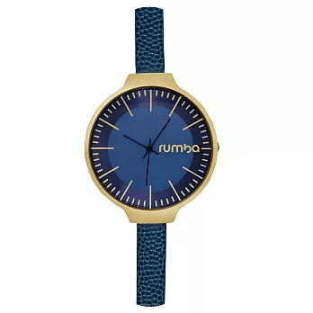 RumbaTime 美國紐約手錶 果園系列 真皮表帶金色錶框/35mm 闇藍色