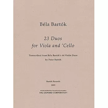 Bela Bartok 23 Duos for Viola and Cello