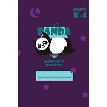 Hello Panda Primary Handwriting k-4 Workbook, 51 Sheets, 6 x 9 Inch Purple Cover