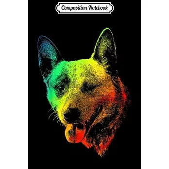 Composition Notebook: AUSTRALIAN RED HEELER Colorful Rainbow Retro Journal/Notebook Blank Lined Ruled 6x9 100 Pages