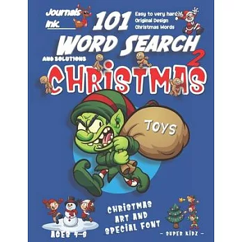 101 Word Search for Kids 2: SUPER KIDZ Book. Children - Ages 4-8 (US Edition). Bad Elf Steals Toys, Blue, Christmas Words w custom art interior. 1