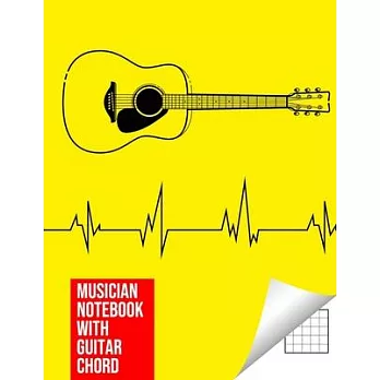 Musician Notebook with Guitar Chord - Guitar/Bass Fretboard Paper Cool Bassist Gift For A Bass Player Notebook guitar chords in Yellow color Cover