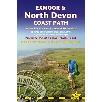 Exmoor & North Devon Coast Path: British Walking Guide: SW Coast Path Part 1 - Minehead to Bude: 55 Large-Scale Walking Maps (1:20,000) & Guides to 30