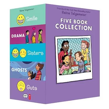 Raina Telgemeier Collection Box Set (Smile, Drama, Sisters, Ghosts, Guts)