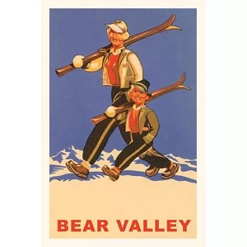 The Vintage Journal Mom and Boy with Skis on Shoulders, Bear Valley