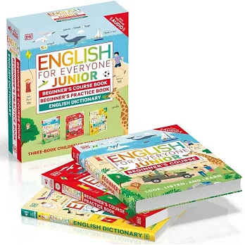 DK兒童學英文全彩3冊附音檔套書（含初級課程、練習本、字典， 6到9歲適讀) DK English for Everyone Junior Beginner’s Course Boxset:  Beginner’s Course + Beginner’s Practice Book + English Dictionary