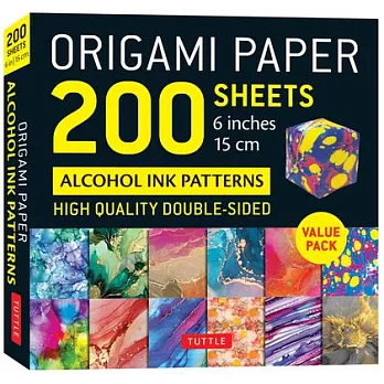 Origami Paper 200 Sheets Alcohol Ink Patterns 6 (15 CM): Tuttle Origami Paper: Double-Sided Origami Sheets Printed with 12 Designs (Instructions for 5