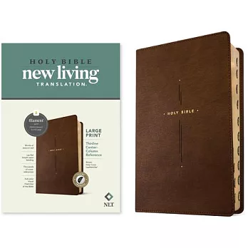 NLT Large Print Thinline Center-Column Reference Bible, Filament Enabled (Leatherlike, Brown Holy Cross, Indexed, Red Letter)