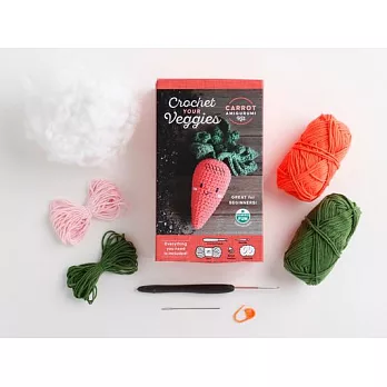 Crochet Your Veggies Amigurumi Kit Carrot: Everything You Need Is Included: 100%-Cotton Yarn, Crochet Hook, Stitch Marker, Tapestry Needle, Fiberfill,