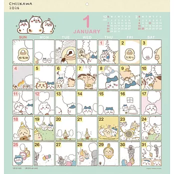 吉伊卡哇Chiikawa Comic Design 2026年掛曆