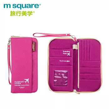 M Square 拉鍊護照夾桃紅