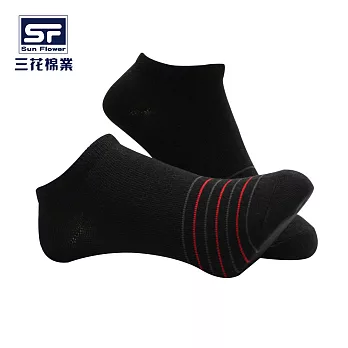 【三花棉業】60-3_三花細條紋隱形襪(襪子/短襪)                              黑