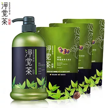 茶寶 淨覺茶 茶籽碗盤蔬果洗潔液1+3入超值組