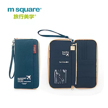 M Square 拉鍊護照夾 藍