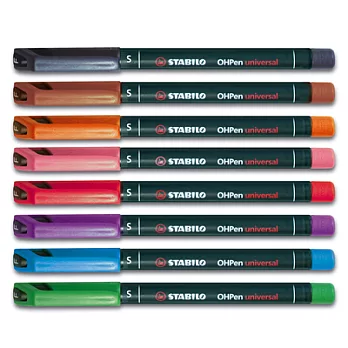 STABILO 德國天鵝牌 OHPen universal 永久性萬用油性筆 1盒8色入 (S) 0.4mm