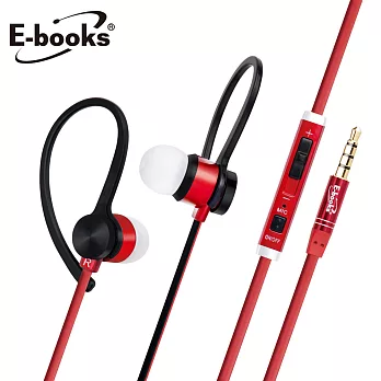 E-books S29 音控接聽運動兩用耳掛耳機黑紅