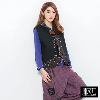 【潘克拉】染花邊拼接背心(2色)-FREEFREE黑