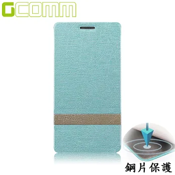 GCOMM iPhone 6/6S 4.7吋 柳葉紋鋼片惻翻皮套海水藍