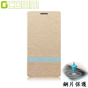 GCOMM iPhone 6/6S 4.7吋 柳葉紋鋼片惻翻皮套香檳金