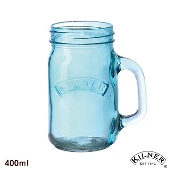 【KILNER】寬口把手玻璃杯/飲料杯(三色) 0.4L藍色