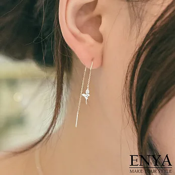 Enya★925銀 跳躍小鹿天使水鑽耳環小天使