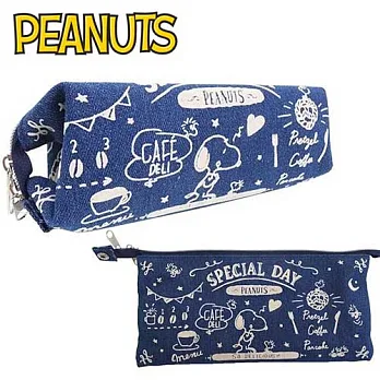 【日本進口正版】Snoopy 史努比 兩用型 牛仔 筆袋/收納包/化妝包 PEANUTS -B款