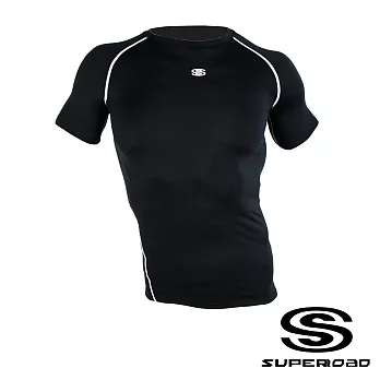 【SUPEROAD SPORTS】Muscle Support專業機能運動短袖緊身衣M黑色