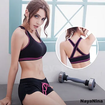 【Naya Nina】運動內衣 交叉美背防震運動內衣S-XL(黑)S黑