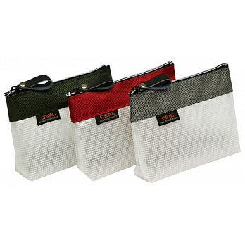 (3個1包)自強立體環保網狀拉鍊袋A6墨綠+銀黑+紅