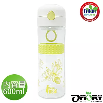 【OMORY】GENKI BEAR 水舞Tritan彈蓋水壺-600ml(4色)-粉綠