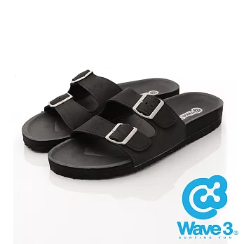 WAVE 3 (女) 健康航道 金屬雙扣足弓功學休閒拖鞋 -US5情侶黑