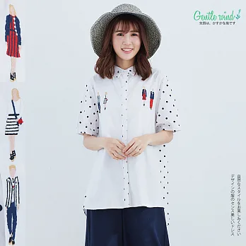 【Gentle wind】摩登時裝後拼接寬襯衫-F　FREE白