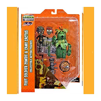 《植物大戰殭屍》Foot Soldier Zombie & Camo Cactus可動公仔--Diamond Select Toys出品(美國原裝)
