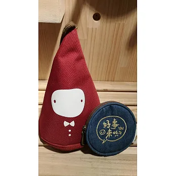 layoo 來喲│聖誕禮物 紅色小精靈防水提袋+好事來呦 許願 開運 祝福 零錢包寶藍