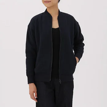 [MUJI無印良品]女有機棉混內裏絨毛外套S暗藍