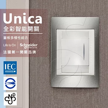 法國Schneider Unica Plus單切三路全彩智慧開關_香檳灰/可可亞(ABS外框)香檳灰