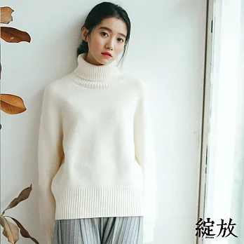 【綻放】純色清新高領套頭毛衣-共5色-81040(F可選)F白色